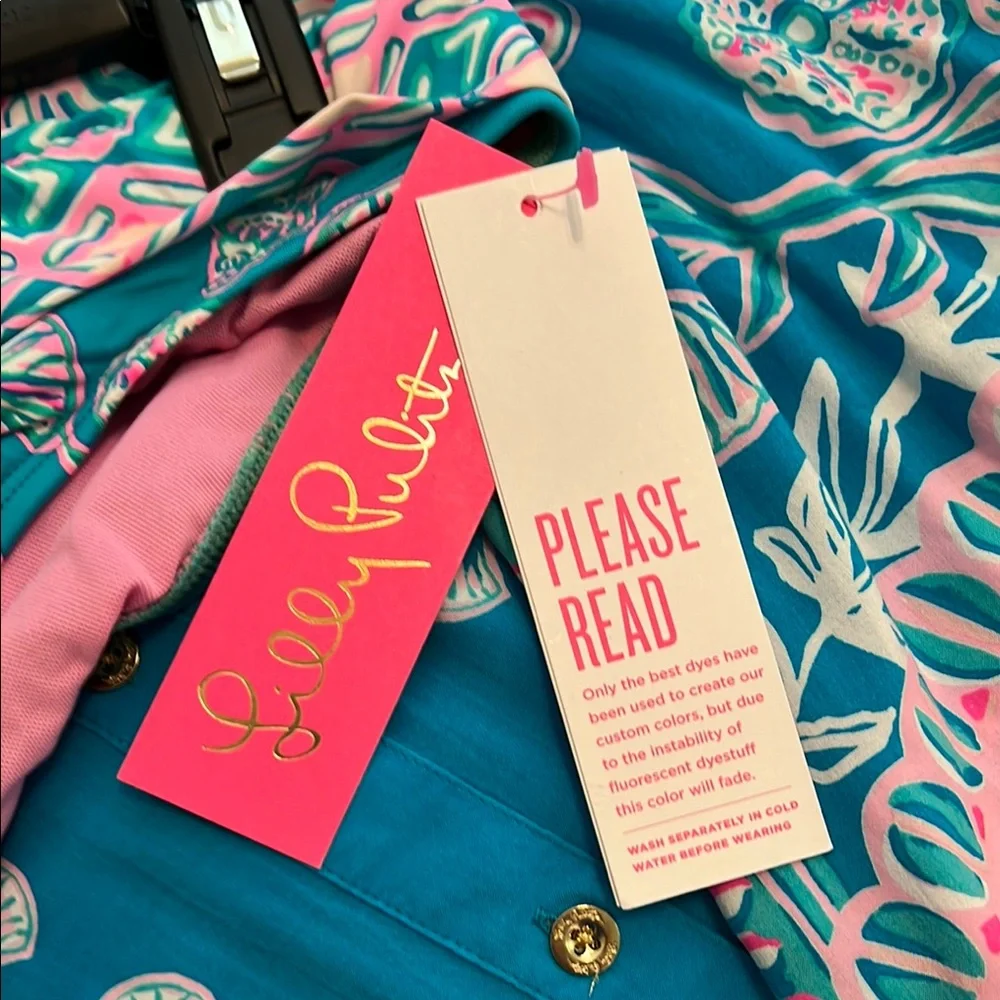 Lilly Pulitzer Bikini and Cover Up - Print is “Water Ya Waiting For”. - Picture 5 of 6